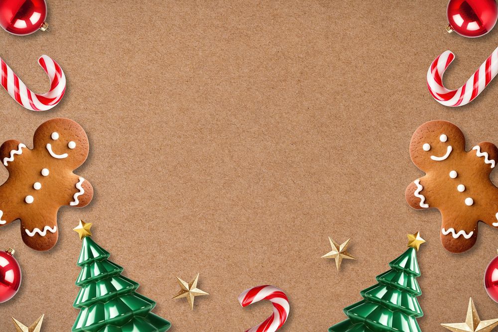 Brown gingerbread cookies border editable background