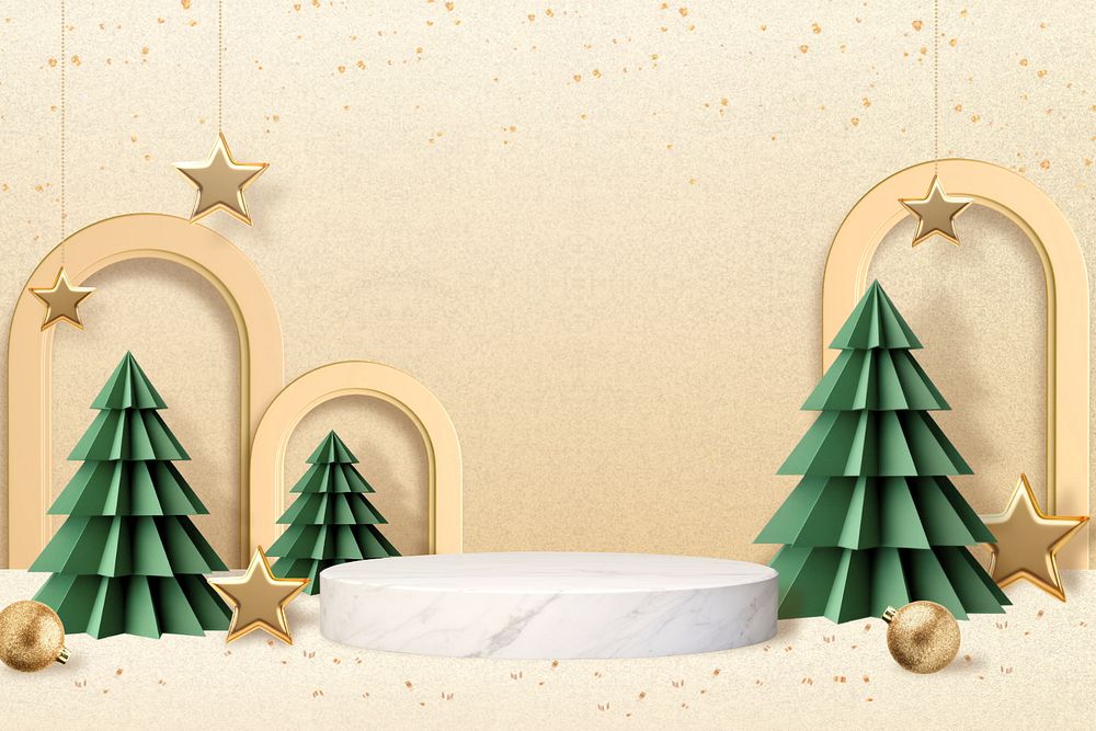 Christmas display podium editable product backdrop