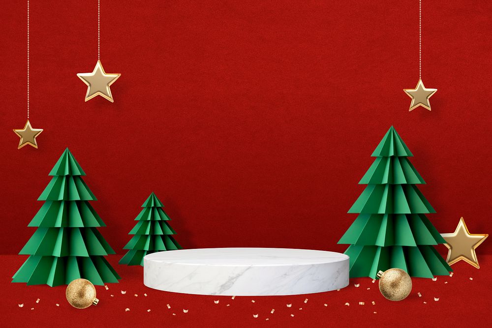 Christmas display podium editable product backdrop