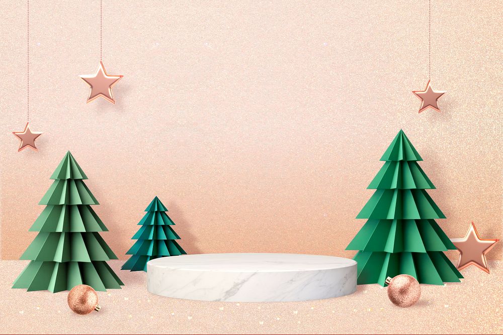 Christmas display podium editable product backdrop