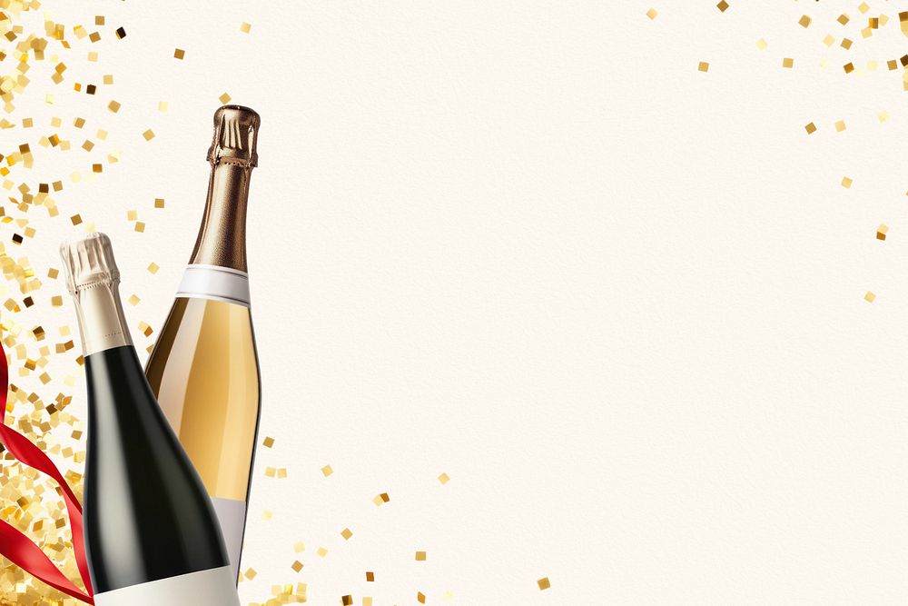 New Year celebration background, champagne border