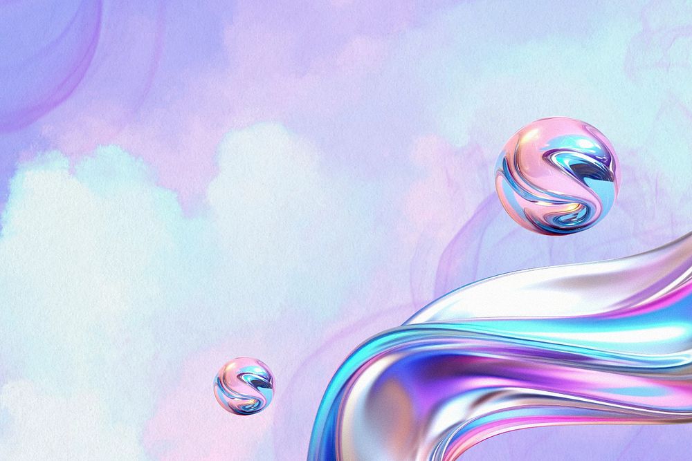 Watercolor irisdescent chrome, editable background