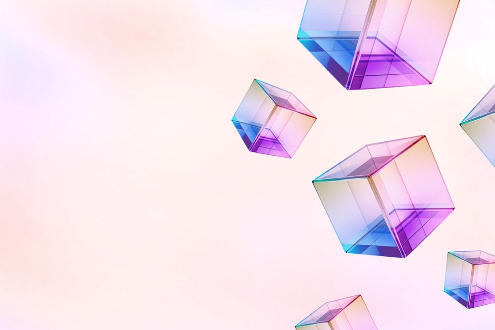 Pink irisdescent cubes, editable background