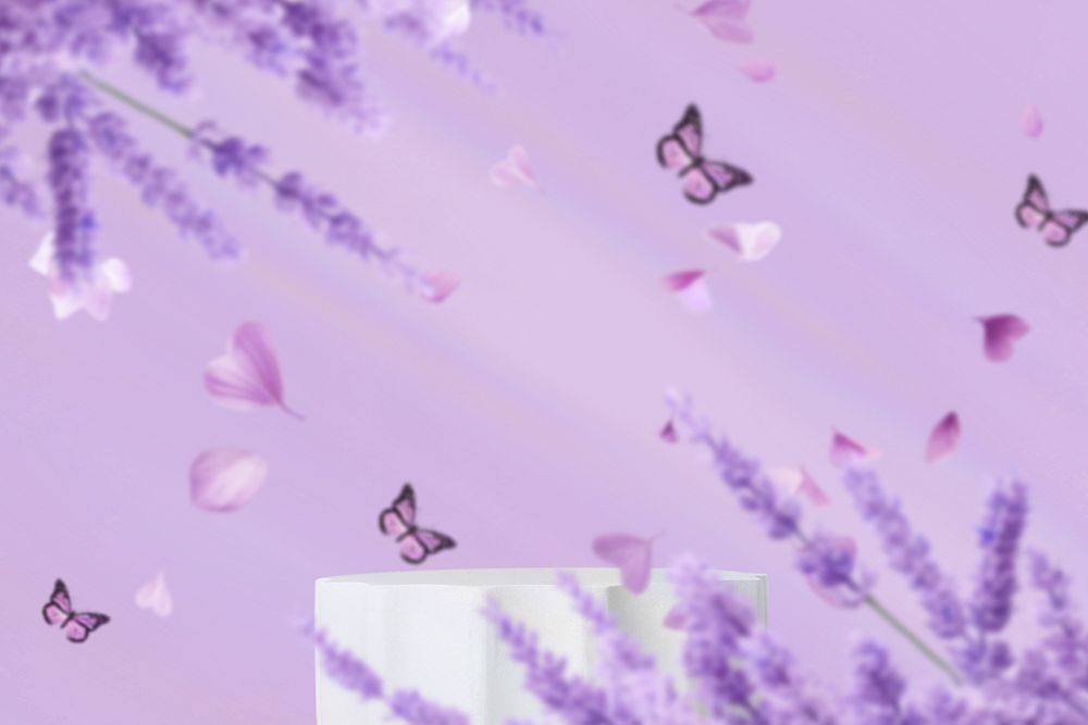 Purple butterfly aesthetic product backdrop