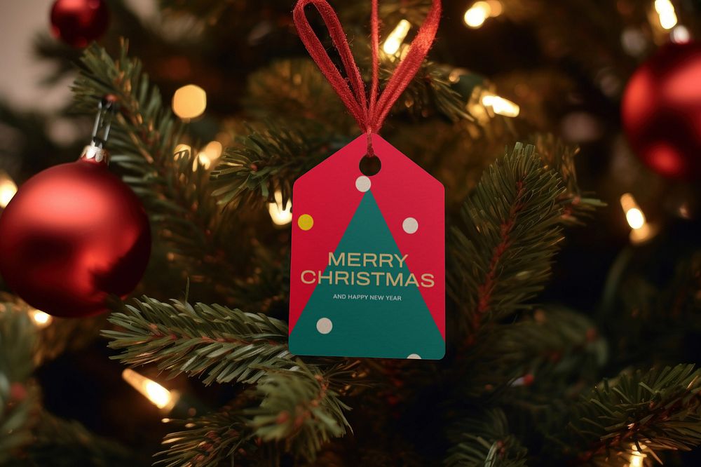 Editable Christmas tree tag mockup | Premium Mockup Generator - rawpixel