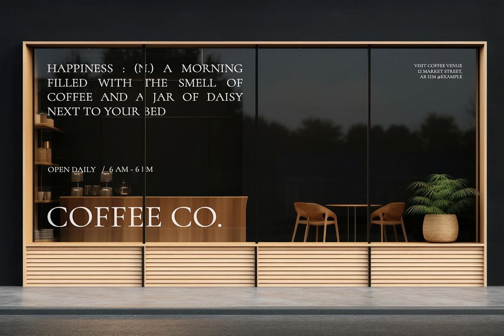 Editable coffee shop storefront mockup | Premium Mockup Generator ...