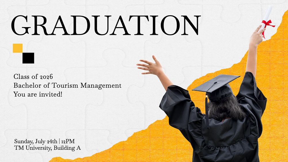 Graduation invitation  blog banner template, editable text