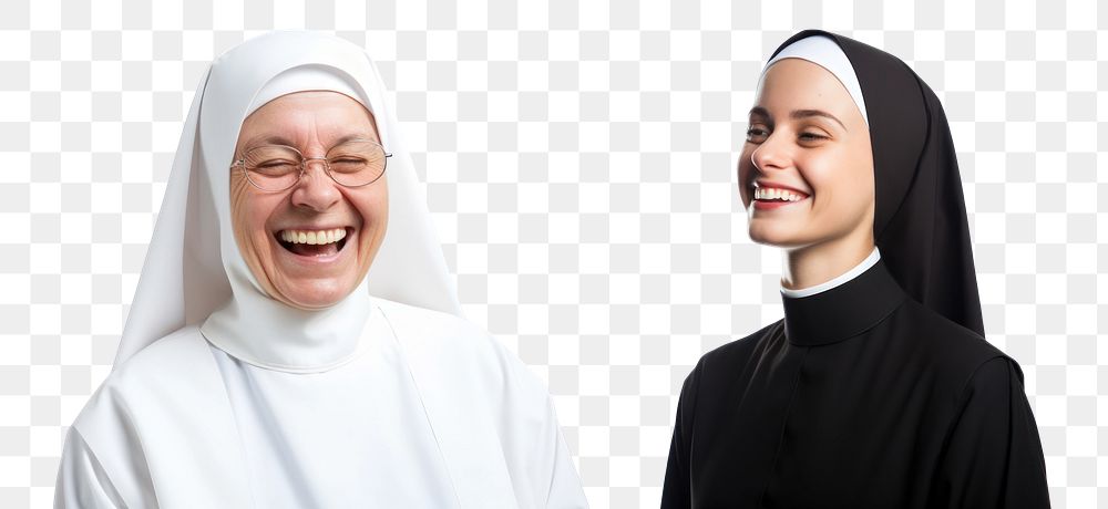 Happy nun png cut out element set, transparent background