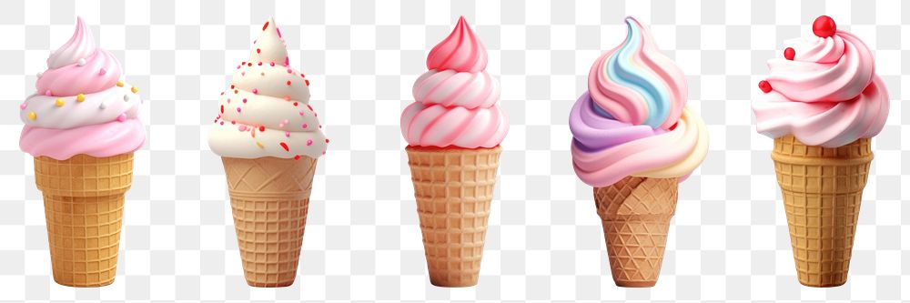 Ice cream png element set on transparent background