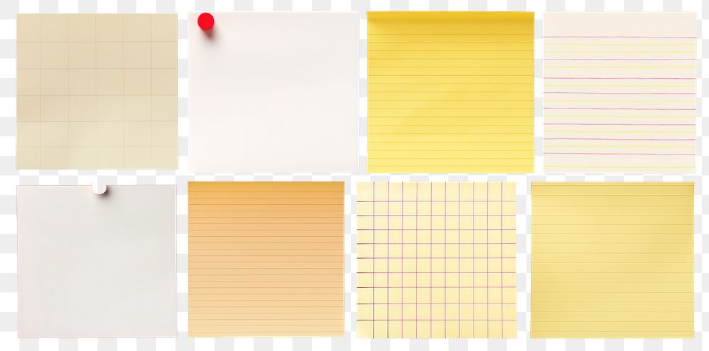 Sticky note png element set on transparent background