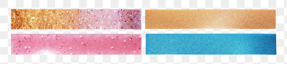 Glitter washi tape png element set on transparent background