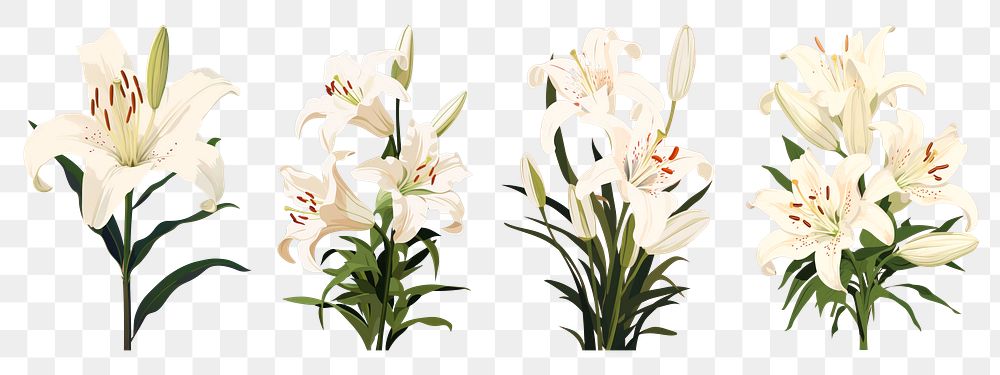 Flower png element set on transparent background