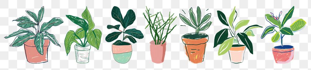 Houseplant png element set on transparent background