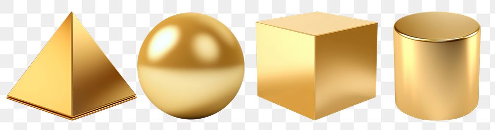 3D basic gold shape png on transparent background