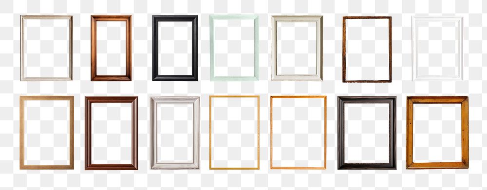 Picture frame png element set on transparent background