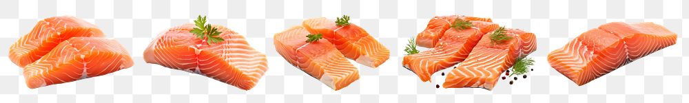 PNG Salmon fresh  cut out element set, transparent background