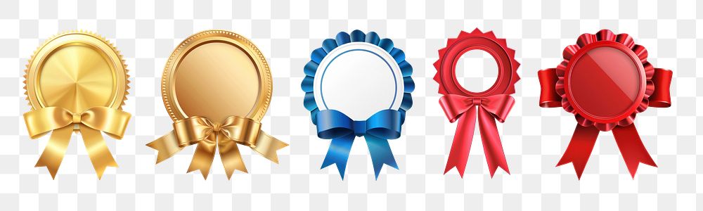 PNG Ribbon medal set, transparent background