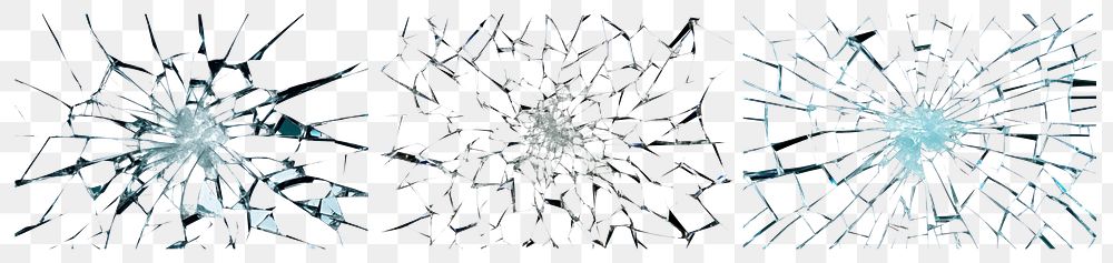 PNG Cracked glass effect set, transparent background