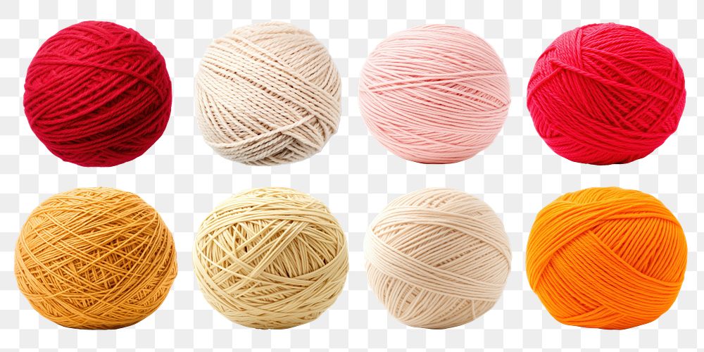 Yarn ball png cut out element set, transparent background