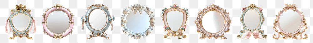 Mirror coquette png cut out element set, transparent background