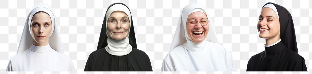 PNG Catholic nun, religion set, transparent background