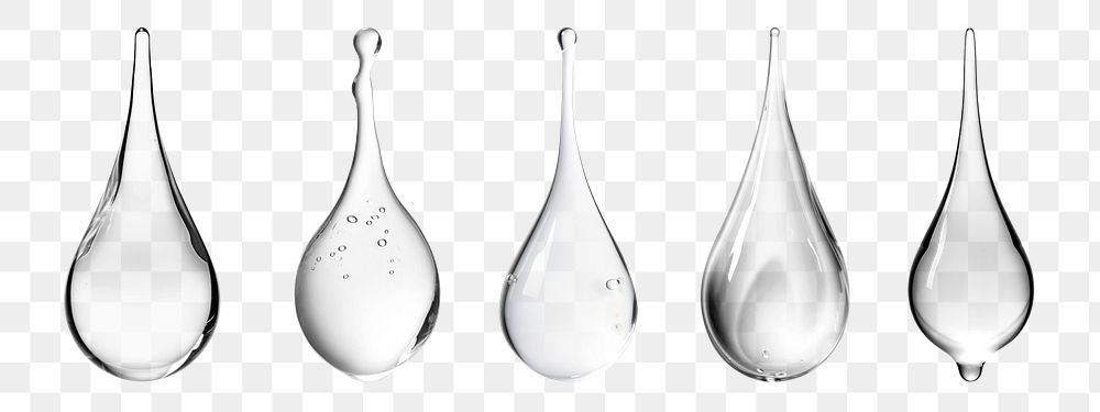 PNG Water rain drop set on transparent background