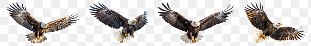 PNG Majestic eagles soaring gracefully, element set on transparent background