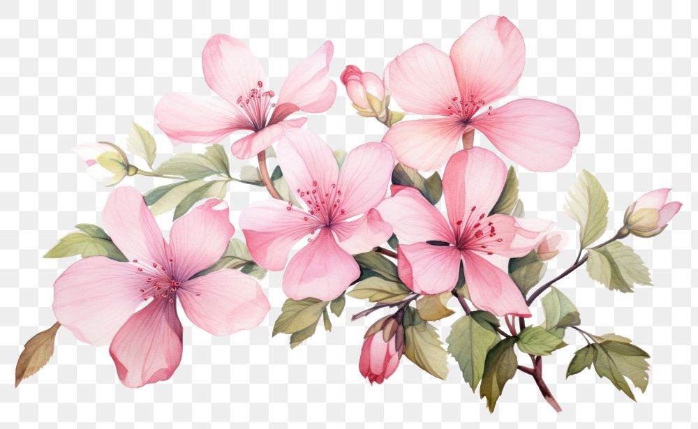 PNG Illustration of pink flowers blossom plant cherry blossom.