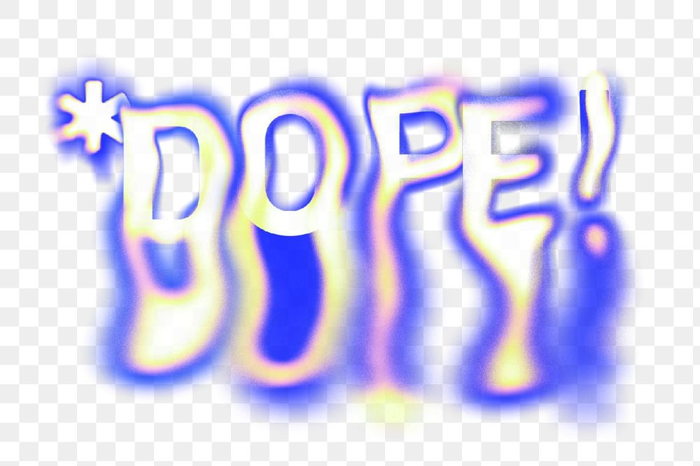 Dope word png fluid neon font, transparent background