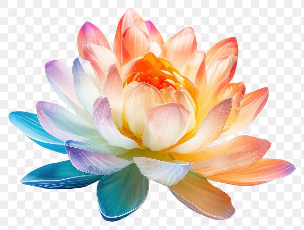 PNG Colorful rainbow lotus flower asteraceae blossom.