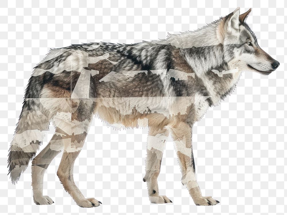 PNG Wolf shape collage cutouts animal mammal canine.