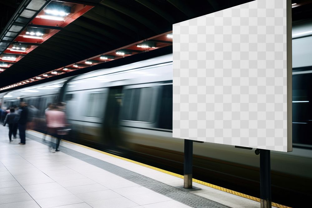 PNG subway's billboard mockup, transparent design