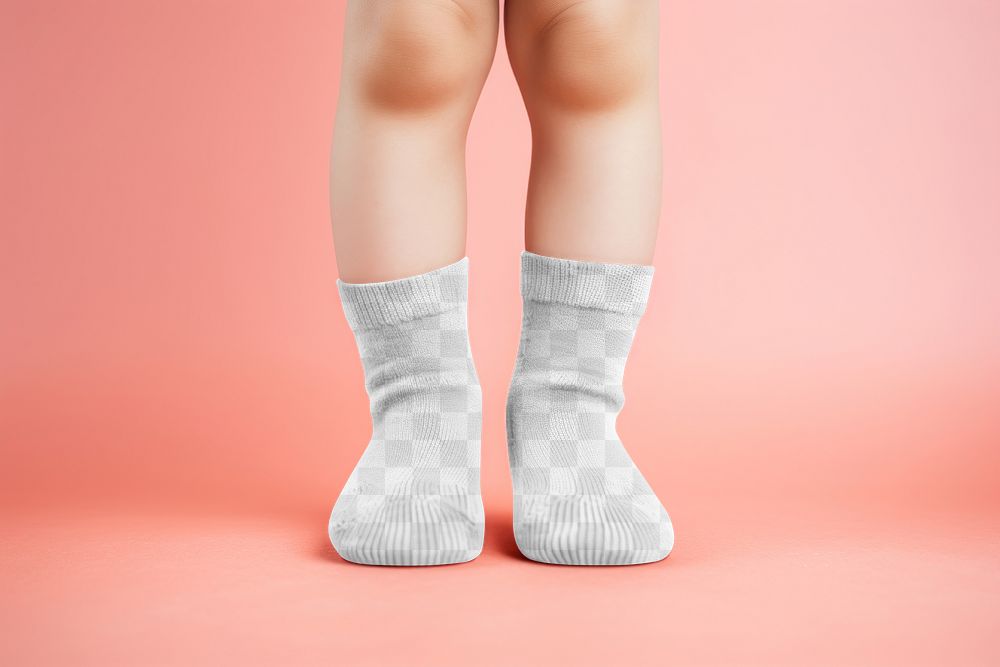 PNG kid's socks mockup, transparent design