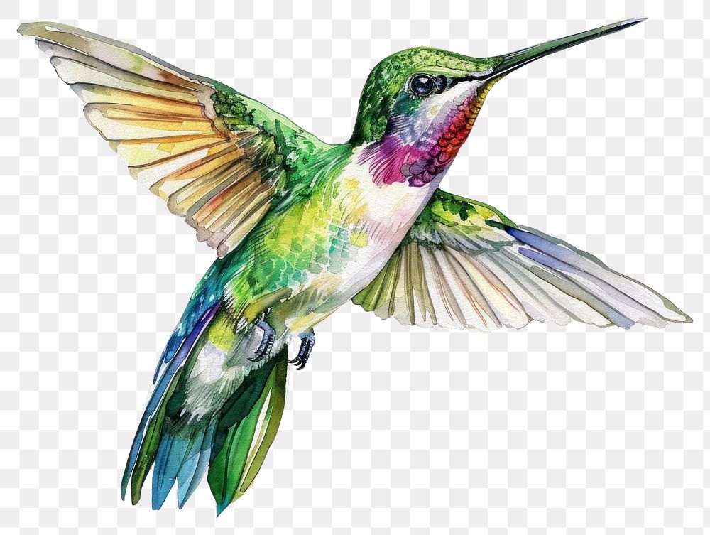 PNG Watercolor hummingbird animal.