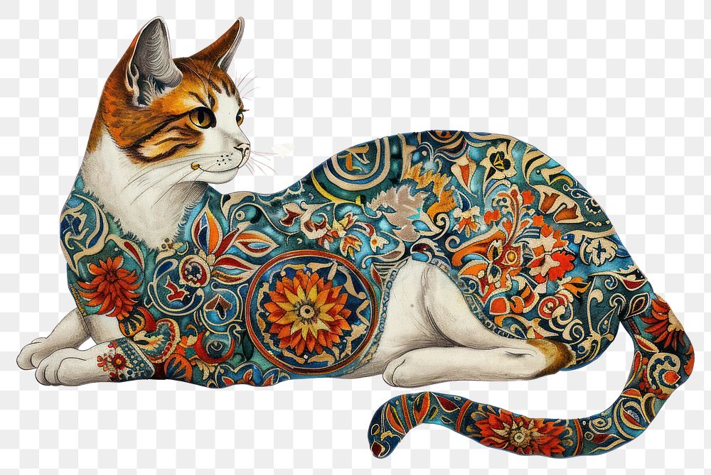 PNG Cat art painting pattern animal.