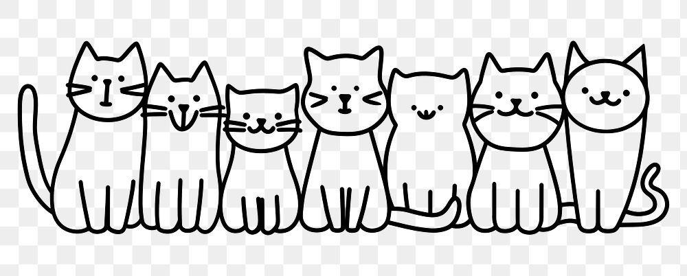 PNG Continuous line drawing cute cats art illustrated outdoors.