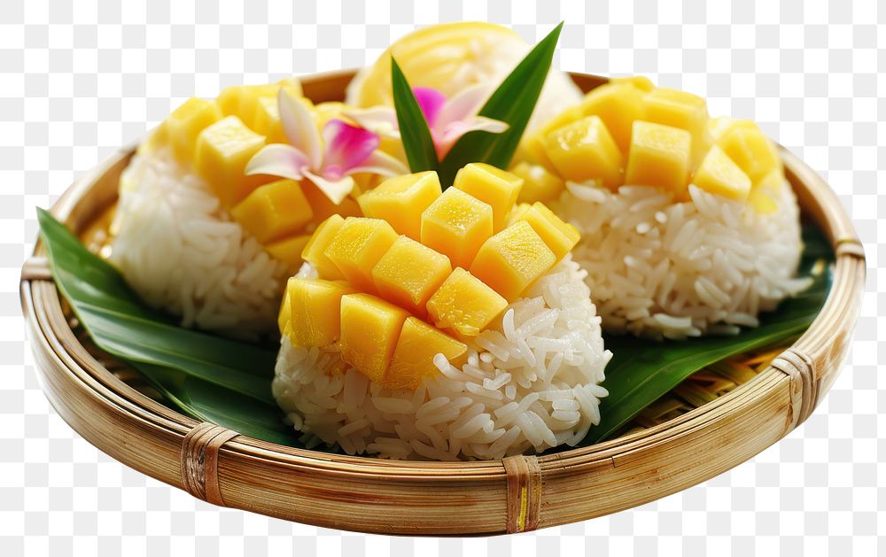 PNG Mango sticky rice produce plate grain.