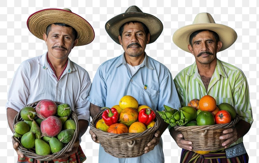 PNG Three hispanic men holding fruits accessories accessory clothing.