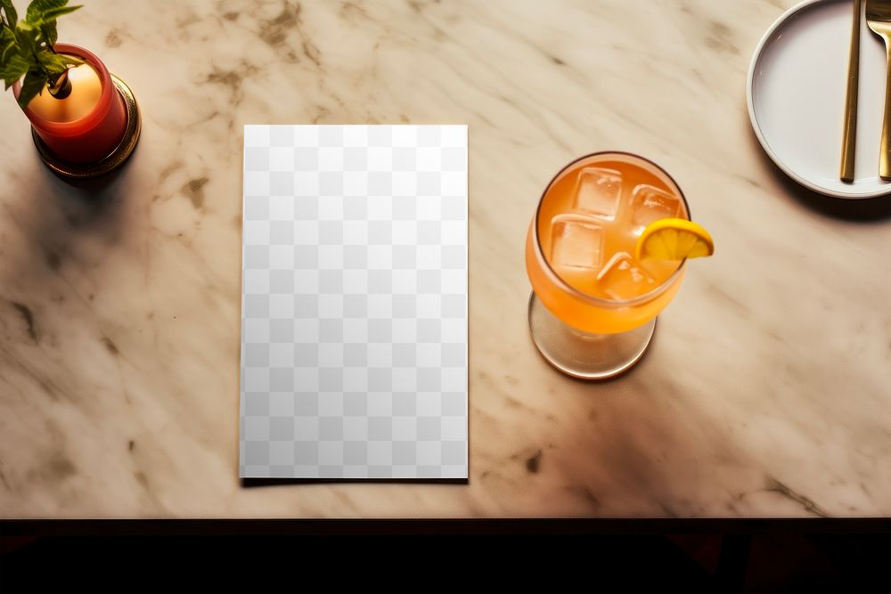 PNG menu card mockup, transparent design