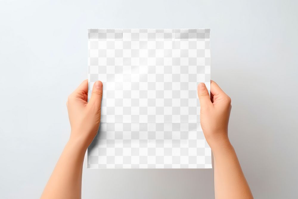 PNG paper pouch bag mockup, transparent design