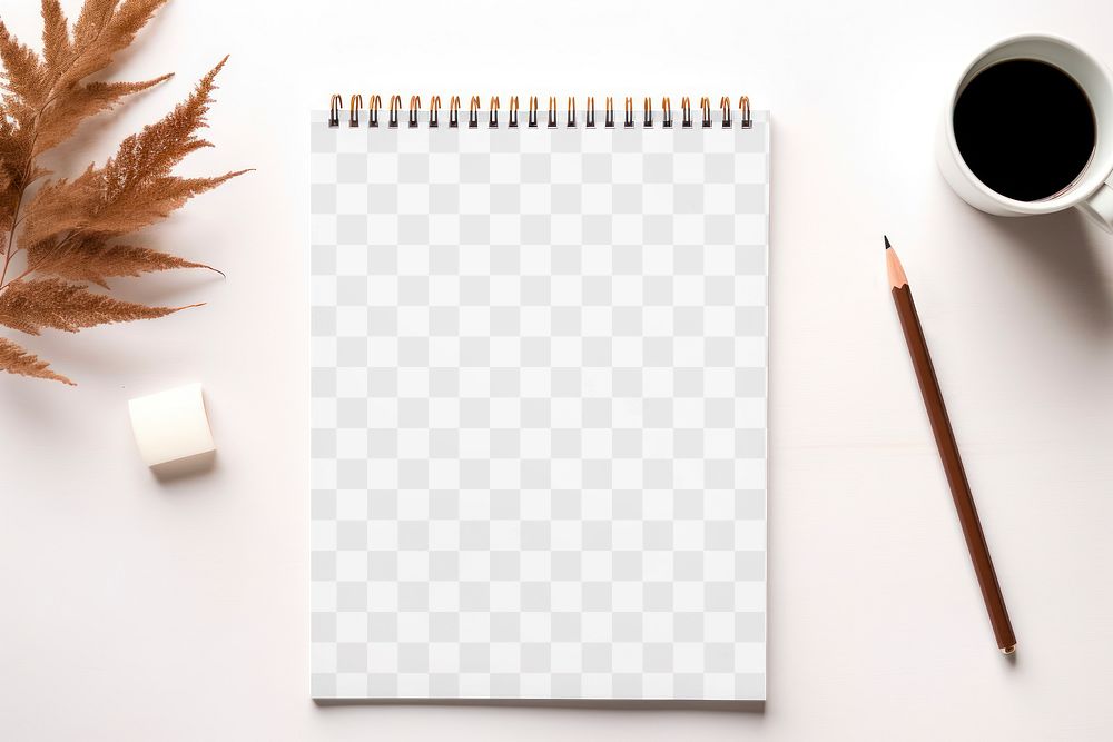 PNG spiral notebook mockup, transparent design