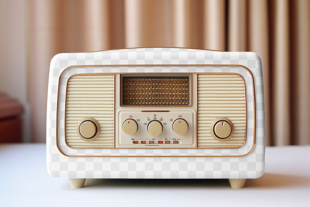 PNG retro radio mockup, transparent design