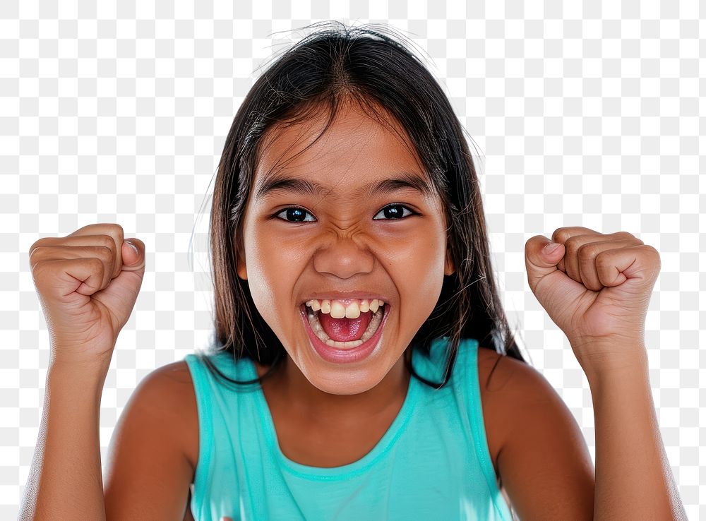 PNG Filipino girl happy shouting person female.