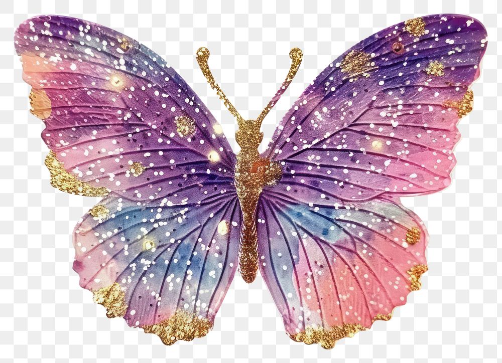 PNG Glitter butterfly flat sticker invertebrate accessories accessory.