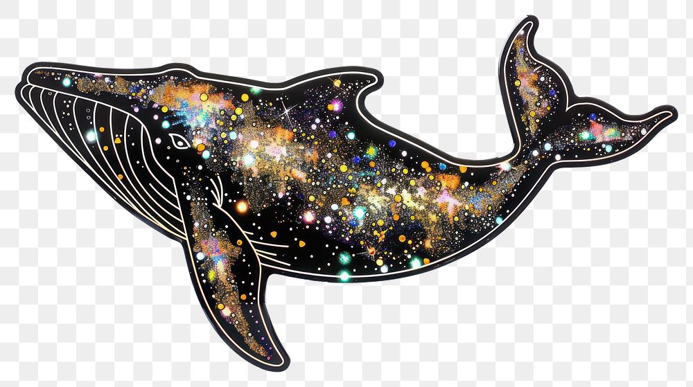 PNG Glitter whale flat sticker animal mammal shark.