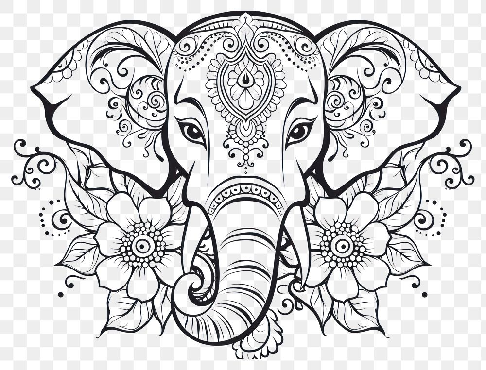 PNG Ganesha doodle pattern drawing 