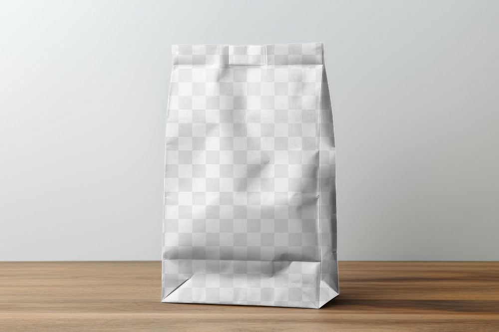 PNG snack paper bag mockup, transparent design