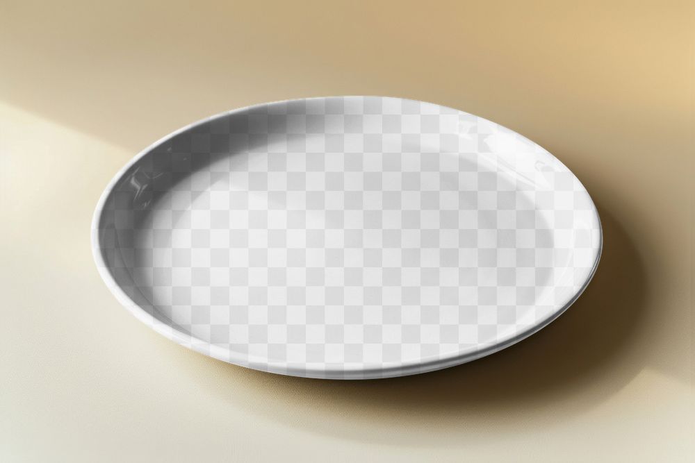 PNG ceramic plate mockup, transparent design