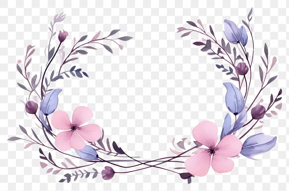 PNG Floral frame with flowers graphics pattern blossom.