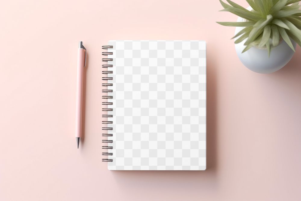 PNG notebook cover mockup, transparent design